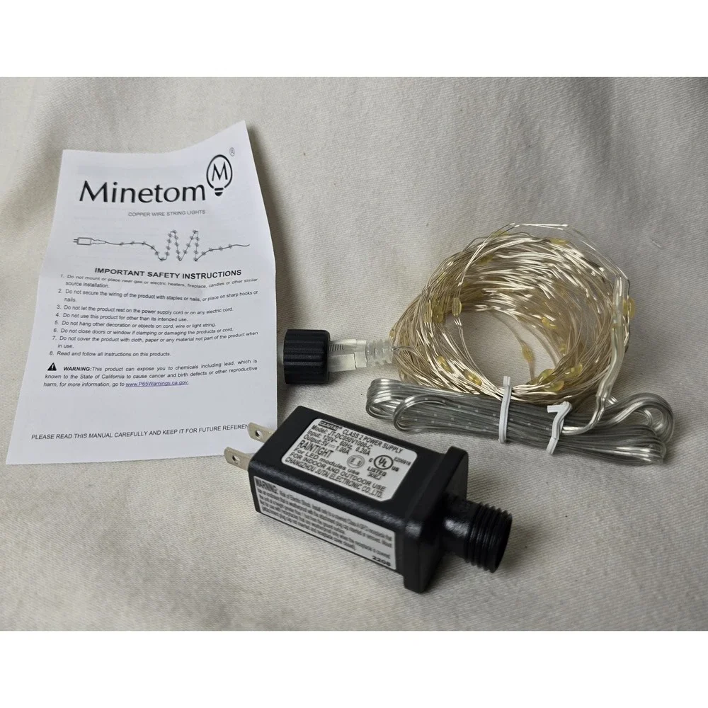 Minetom Fairy Lights Plug in, 33Ft 100 LEDs Waterproof Silver Wire Firefly‎